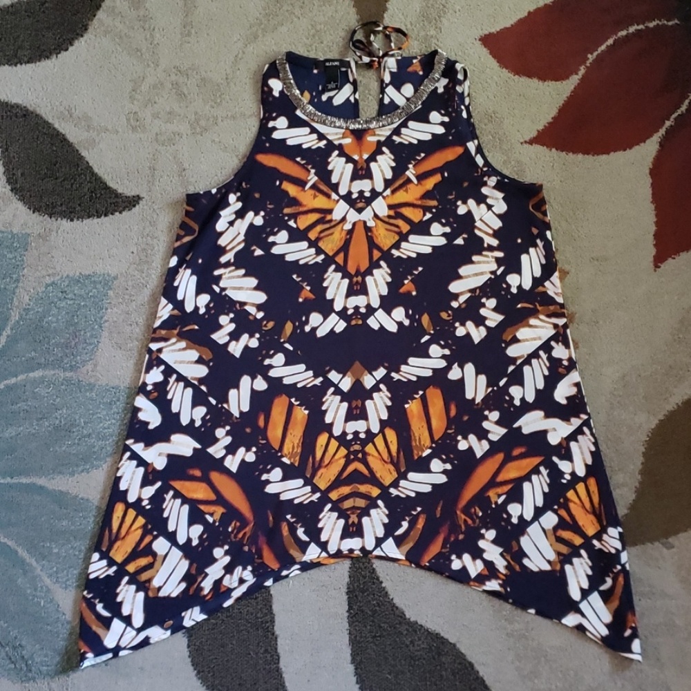 Alfani Sleeveless Swing Tunic with Beaded Neck